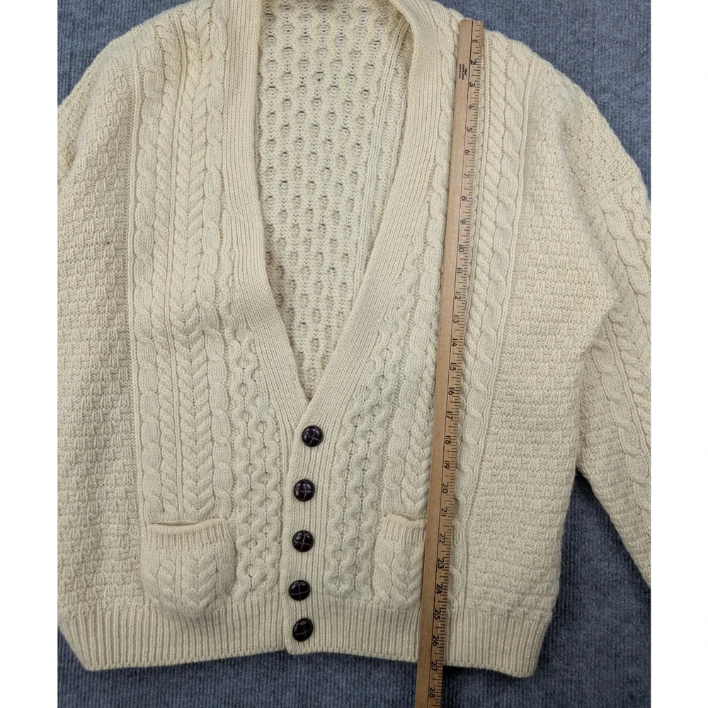 Carraig Donn Cable Knit Cardigan Womens XL Irish New Wool Rory Fisherman Vintage
